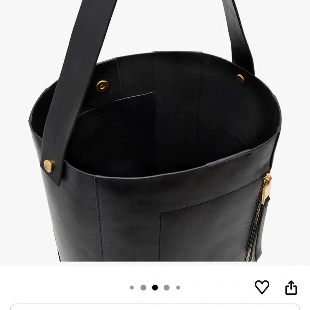 All Saints Black Leather Tote with Gold Zipper - Picture 5 of 12